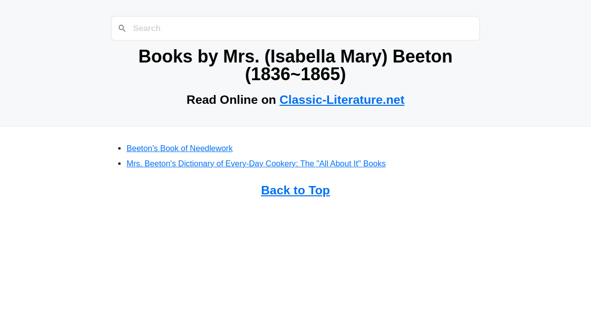 Books By Mrs Isabella Mary Beeton