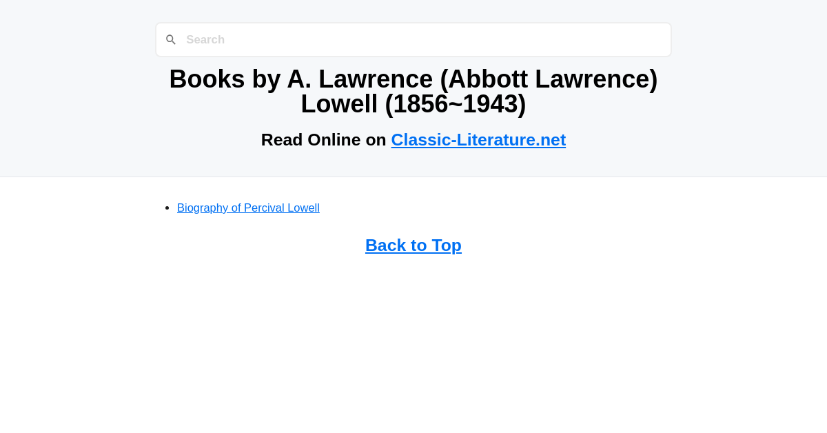 Books By A. Lawrence (abbott Lawrence) Lowell (1856-1943)