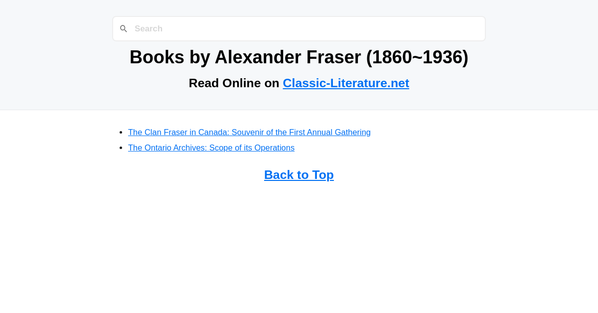 Books by Alexander Fraser (1860-1936)