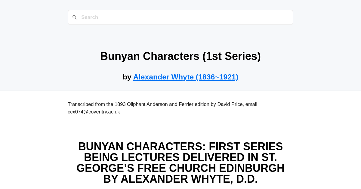 Bunyan Characters (1st Series) by Alexander Whyte (1836-1921)
