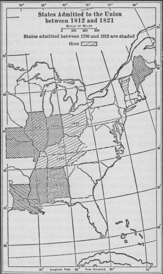 States Admitted to the Union between 1812 and 1821