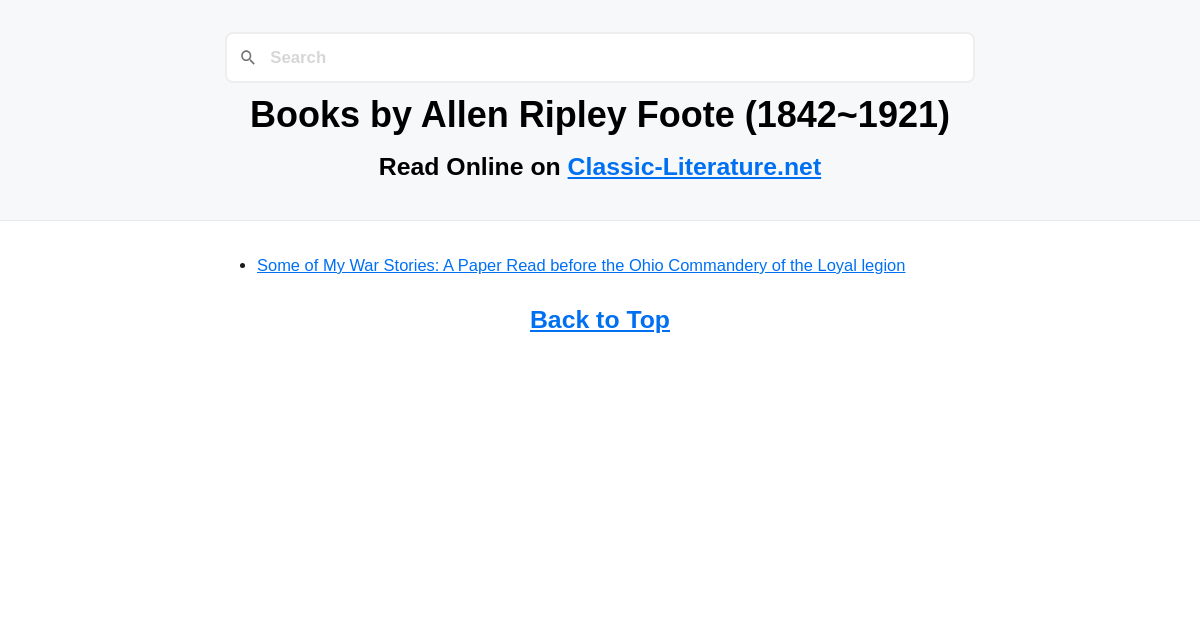 Books by Allen Ripley Foote (1842~1921) - Read Online on Classic ...
