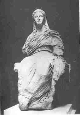 Mourning Demeter.  Marble statue from Knidos.  In the British Museum