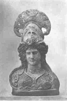 Bust of Athene.  Forming a vase; found at Athens now in the British Museum.  (Fifth Century B.C.)