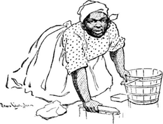 "PAUSING IN HER SCRUBBING"