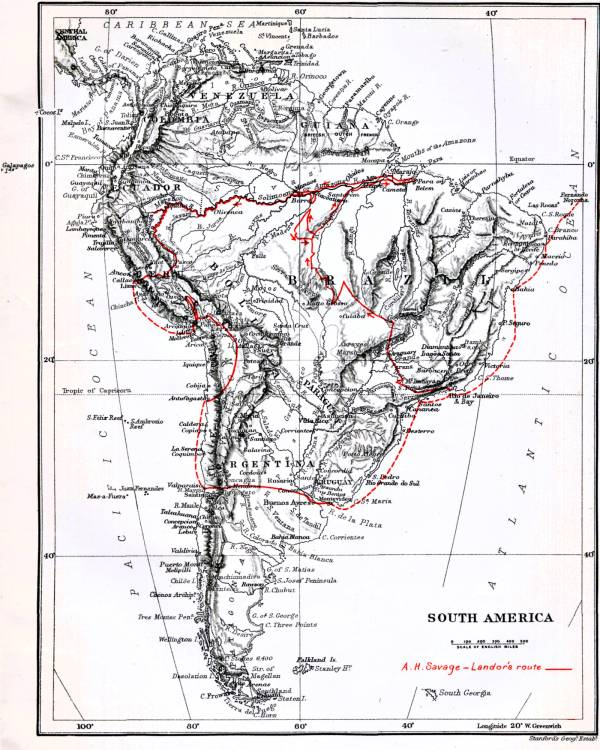 Map showing Author's Route.