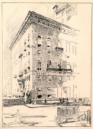 "AT THE NORTHWEST CORNER OF FIFTY-FOURTH STREET IS THE
UNIVERSITY CLUB, TO THE MIND OF ARNOLD BENNETT ('YOUR UNITED STATES'),
THE FINEST OF ALL THE FINE STRUCTURES THAT LINE THE AVENUE"