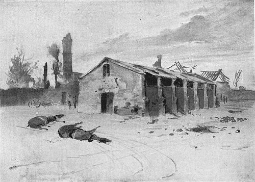 Y.M.C.A. IN A RUINED PARISH HALL IN FLANDERS, JUNE, 1916