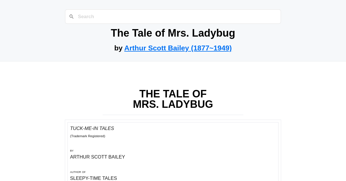 The Tale of Mrs. Ladybug