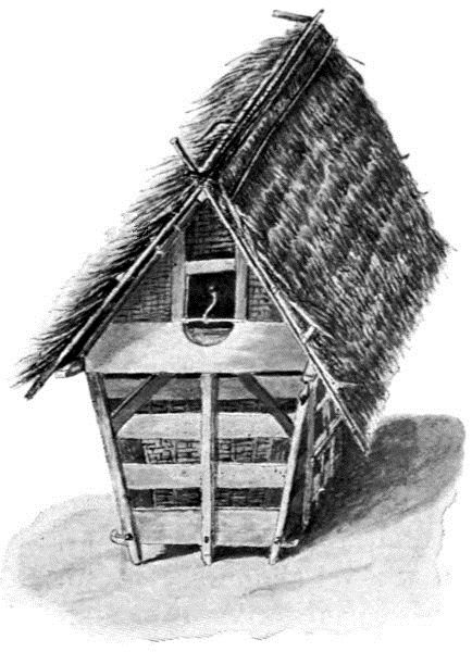 Rice-barn shaped like a child's cradle.