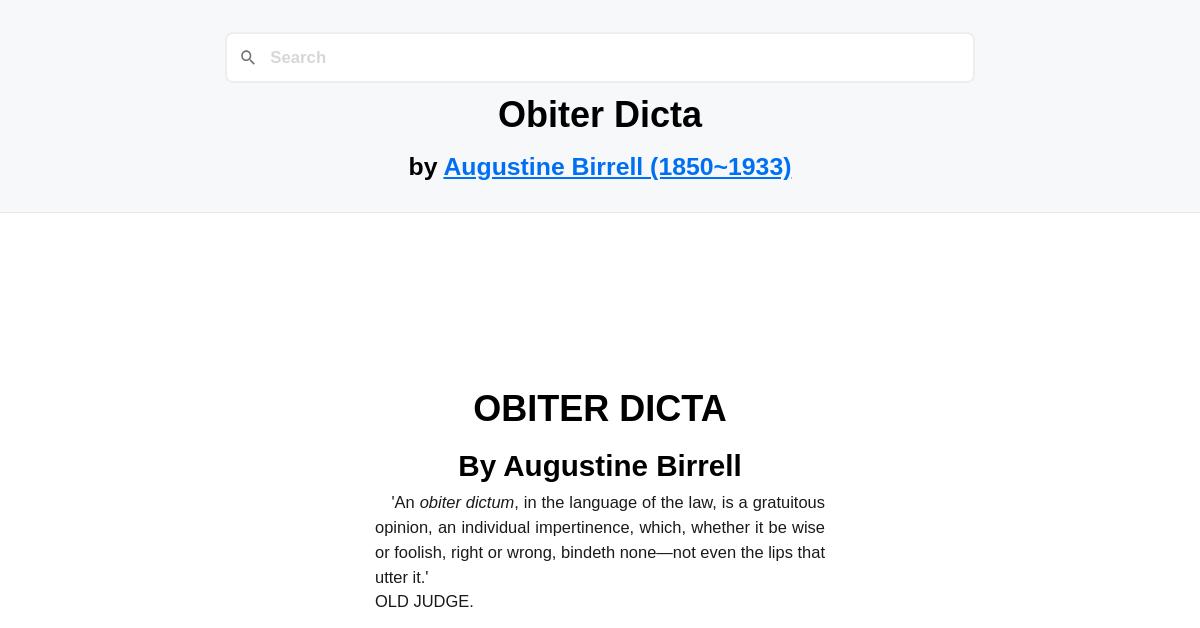 Obiter Dicta by Augustine Birrell (1850~1933)