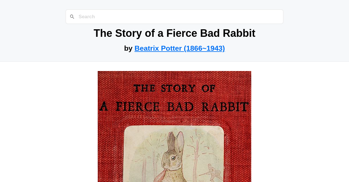 Bad Rabbit Stoore The Story of a Fierce Bad Rabbit by Beatrix Potter (1866~1943)