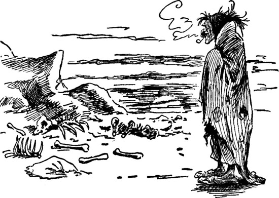 ON HIS WAY TO JOIN THE CAVE-BEAR, THE THREE-TOED HORSE,
AND THE ICHTHYOSAURUS.