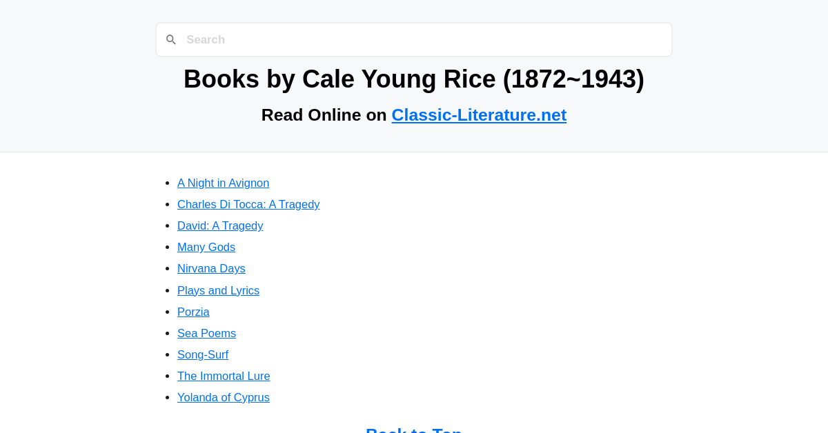 Books by Cale Young Rice (1872~1943) - Read Online on Classic ...