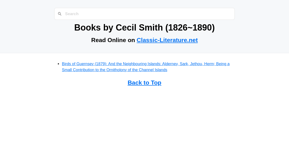 Books by Cecil Smith (1826~1890) - Read Online on Classic-Literature.net