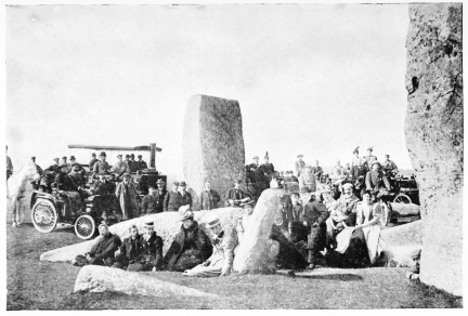 Image unavailable: ANCIENT AND MODERN: MOTOR CARS AT STONEHENGE, EASTER
1899.