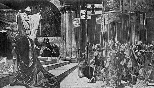 Copyright 1895 by E. A. Abbey; from a Copely print copyright 1896 by Curtis and Cameron.
THE DEPARTURE.