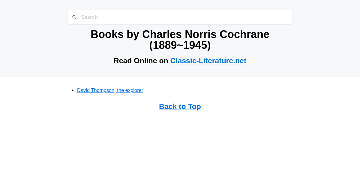 Books by Charles Norris Cochrane (18891945)