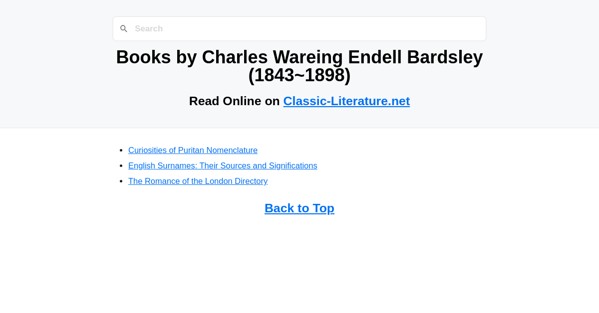 Books by Charles Wareing Endell Bardsley (1843-1898)