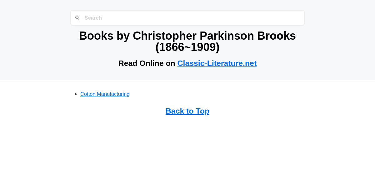 Books by Christopher Parkinson Brooks (1866-1909)