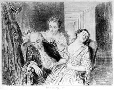 Scene illustrating Cibber's Careless Husband.
After the picture by Philip Mercier.