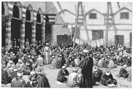 STUDENTS IN THE OUTER COURT, EL AZHAR From a photograph
by Abdullah FrÃ¨res, Cairo