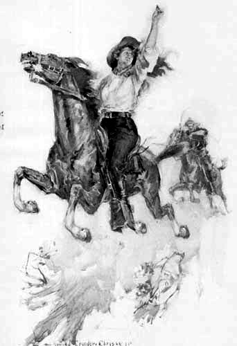 The surprised horse bounded into the air with a sudden
access of vigor