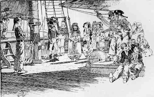 "The cap'n he chose fer Mr.
Parbuckle, … an' a mad young officer he was,
too!"