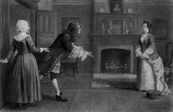 THE DUTCH MERCHANT CALLS ON ROXANA

"There," says she (ushering him in), "is the person
who, I suppose, thou inquirest for"