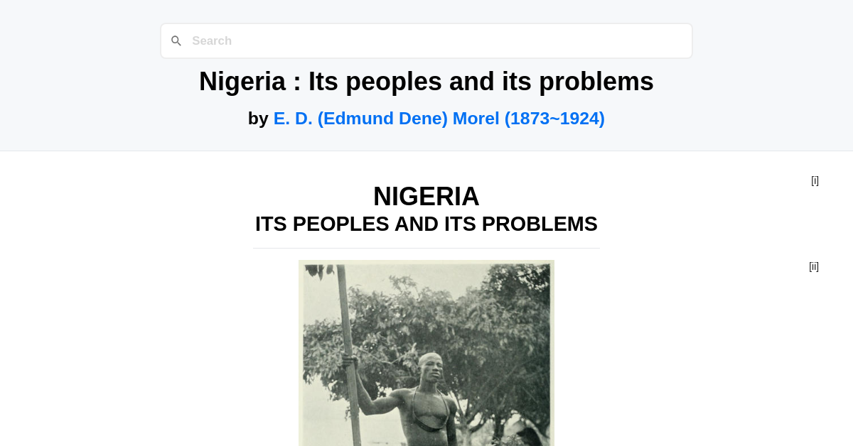 Nigeria : Its peoples and its problems by E. D. (Edmund Dene) Morel ...