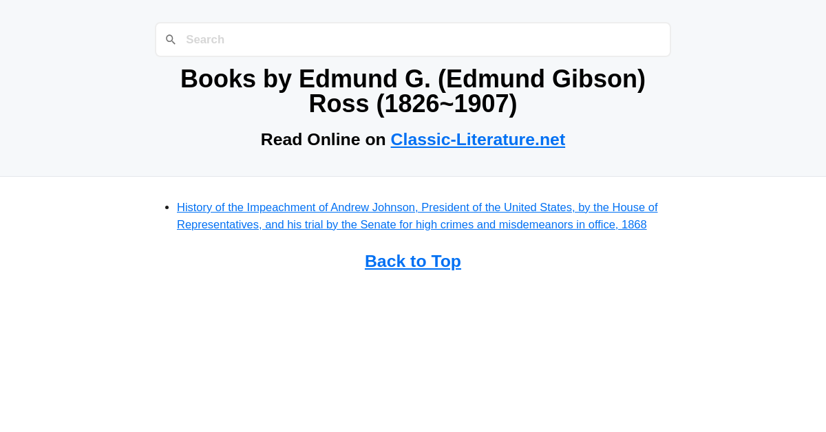 Books by Edmund G. (Edmund Gibson) Ross (1826-1907)