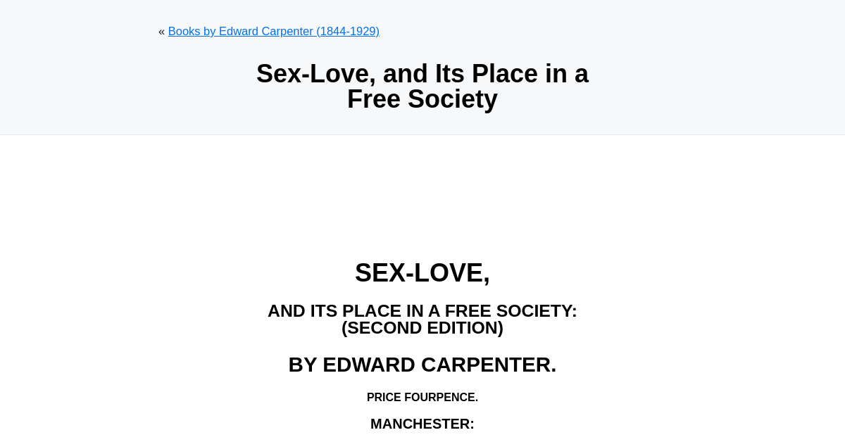 Sex Love And Its Place In A Free Society