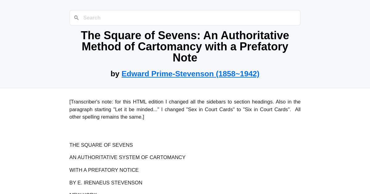 The Square of Sevens: An Authoritative Method of Cartomancy with a ...