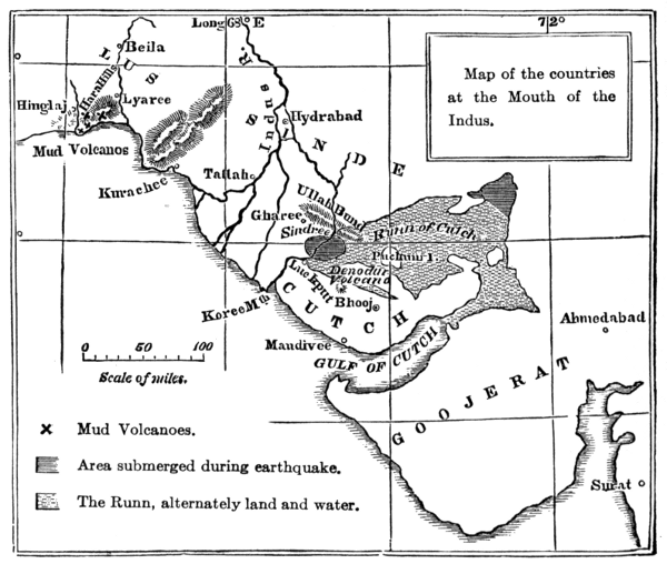 Fig. 44. Map Showing District Visited by the Earthquake of Cutch
of 1819