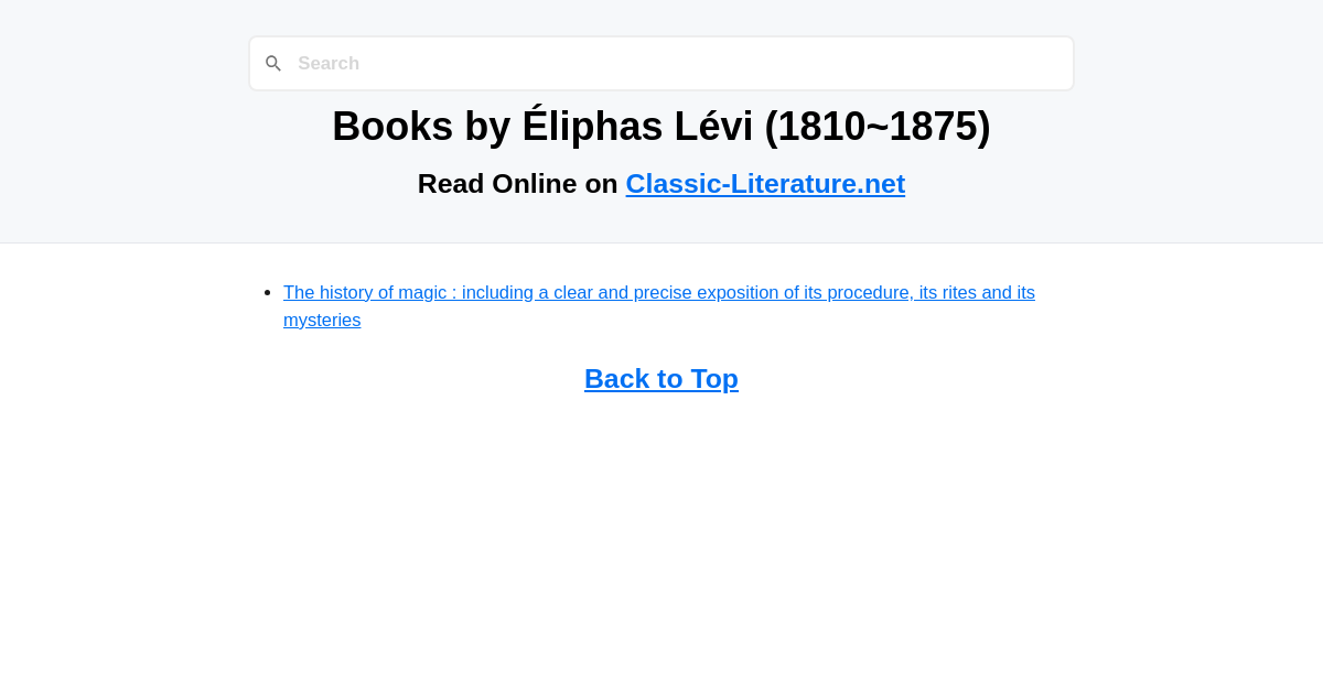 Books by Éliphas Lévi (1810~1875) - Read Online on Classic-Literature.net