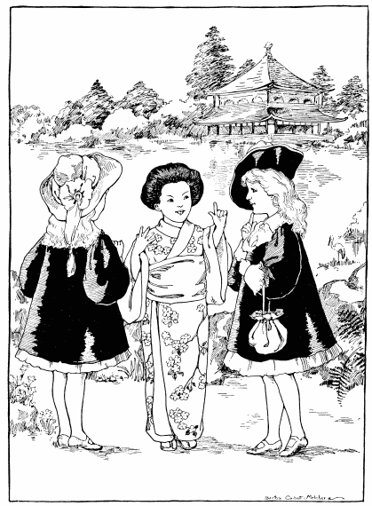 A lovely little Japanese maiden with an embroidered robe
told us a good many interesting things.