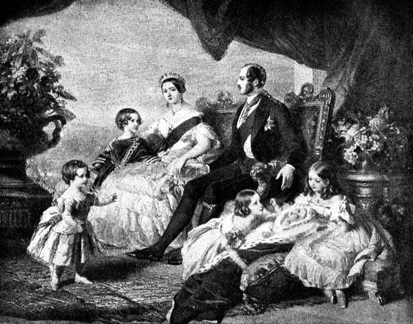 Queen Victoria; Prince Albert; Victoria, Princess
Royal; Albert Edward, Prince of Wales; Prince Alfred; Princess Alice;
Princess Helena.