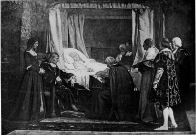 Image not available: Photo by J. Laurent, Madrid.

QUEEN ISABELLA DICTATING HER WILL.

From the painting by E. Rosales in the National Museum, Madrid.