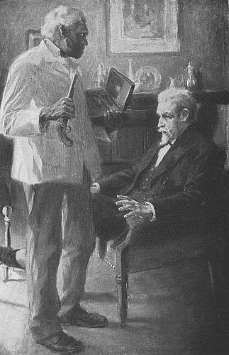 “Take them upstairs and put them on my dressin’
table.”