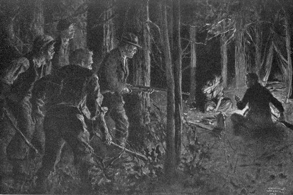 "None o' that, now! Ye'll be puttin' yer hands up ower yer
heids—the baith o' ye—or it'll be the waur f'r ye!"