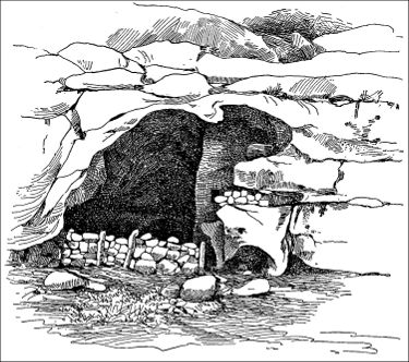 Interior of a Cliff Dweller's home, seventy-five
feet above the Water.