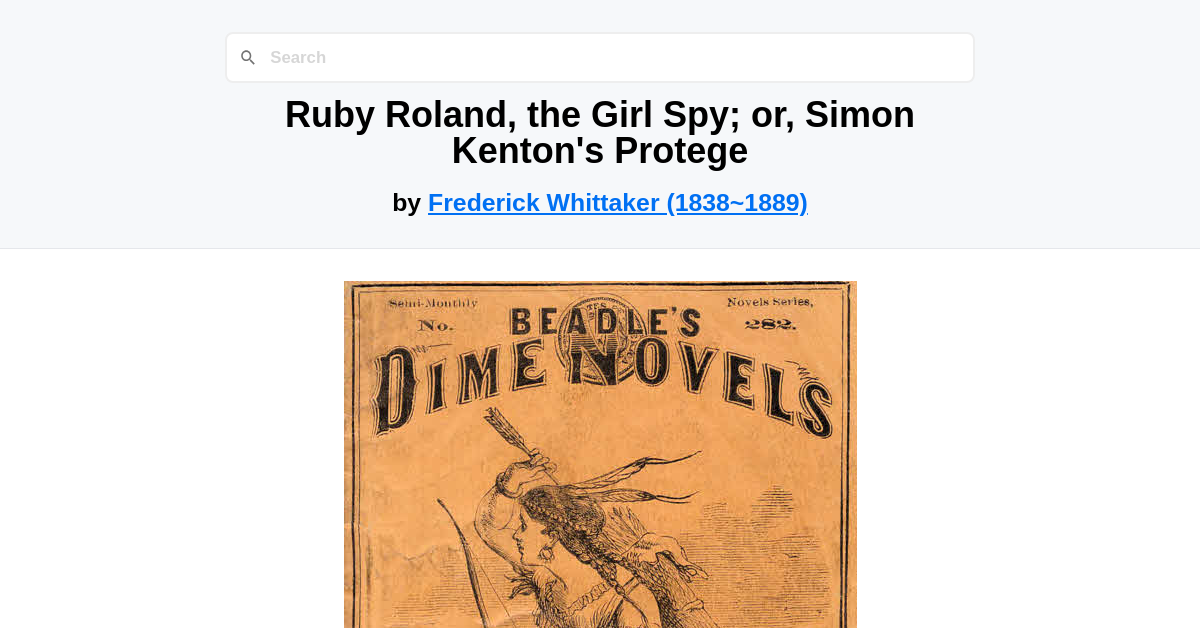 Runy And Roland Ruby Roland, the Girl Spy; or, Simon Kenton's Protege by Frederick ...