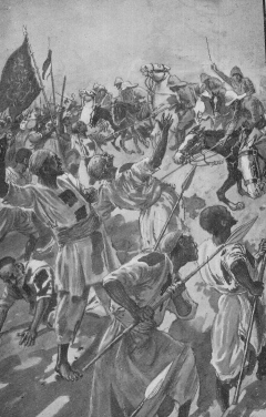 With a cheer, the
cavalry rode down into the midst of the foe