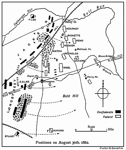 [Illustration: Map of
positions on August 30th, 1862.]