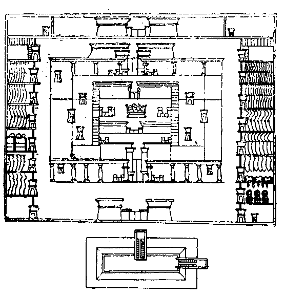 Fig 16.--Part of the palace of Aï, from tomb-painting,
Eighteenth Dynasty, El Amarna. 