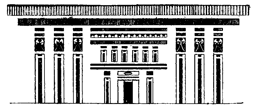 Fig 25.--Façade of a Fourth Dynasty house, from the
sarcophagus of Khûfû Poskhû. 