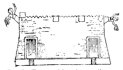 Fig 28.--Façade of fort, from wall-scene,
Beni Hasan, Twelfth Dynasty. 