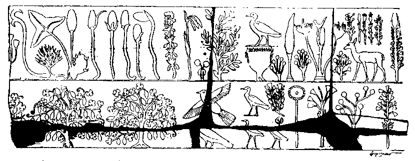 Fig 103.--Dado decoration, hall of Thothmes III.,
Karnak. 