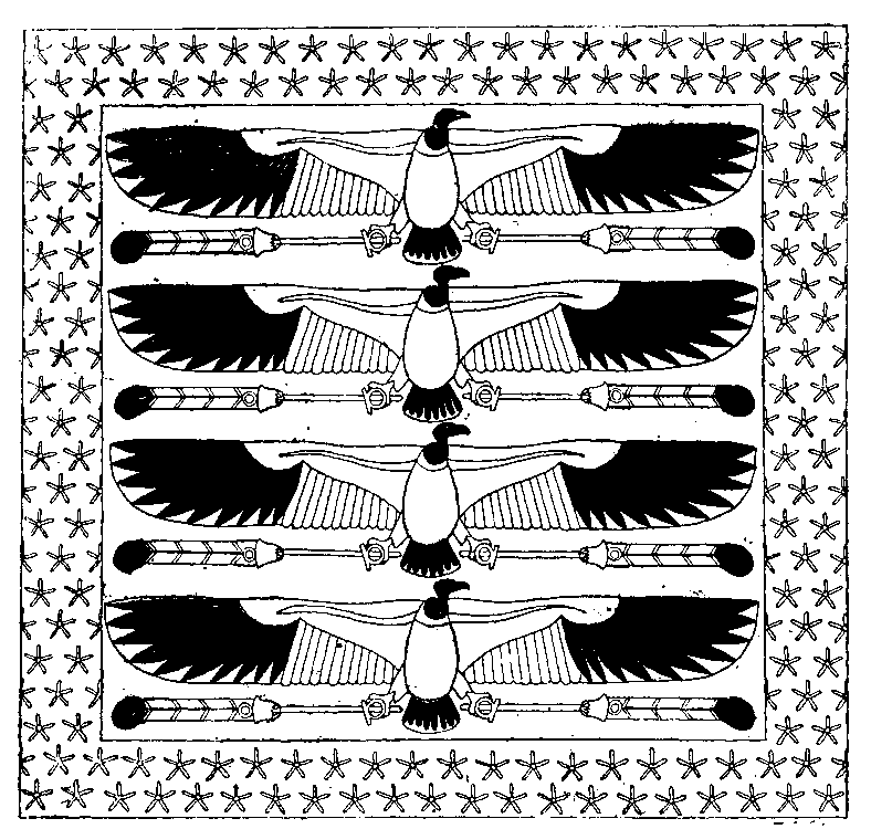 Fig 104.--Ceiling decoration, from tomb of Bakenrenf
(Bocchoris), Sakkarah, Twenty-sixth Dynasty. 