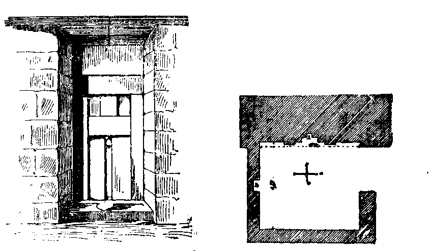 Fig 114.--False door in mastaba, from Mariette's Les
Mastabahs. Fig. 115.--Plan of forecourt of mastaba of Kâpir.